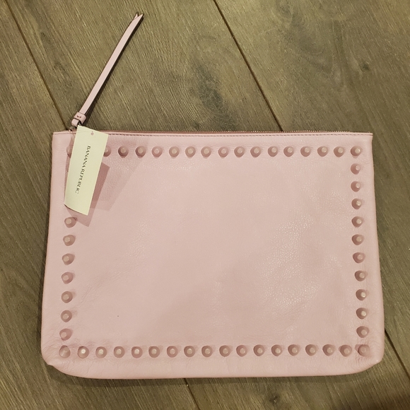 New banana Republic large pink studded clutch - Picture 1 of 4